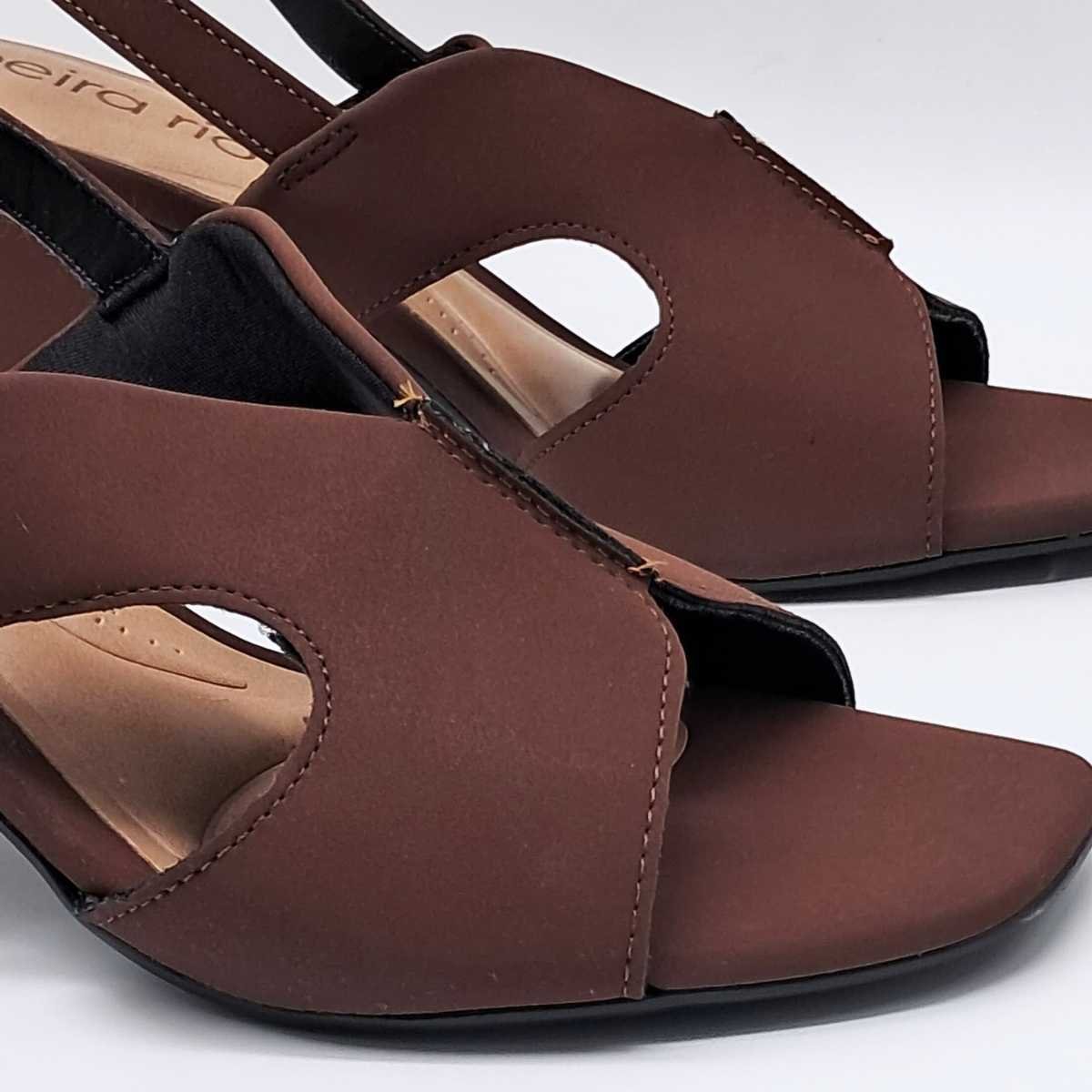 Sandália Salto Bloco Feminino Beira Rio Slingback 8436.238 Bege 6