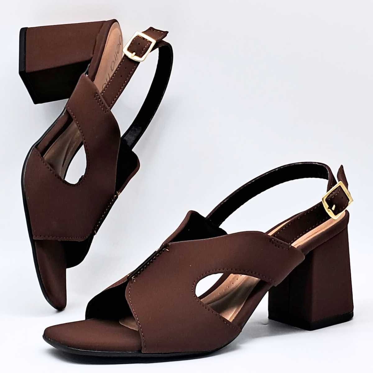 Sandália Salto Bloco Feminino Beira Rio Slingback 8436.238 Bege 7
