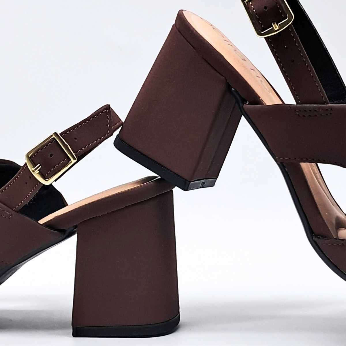 Sandália Salto Bloco Feminino Beira Rio Slingback 8436.238 Bege 8