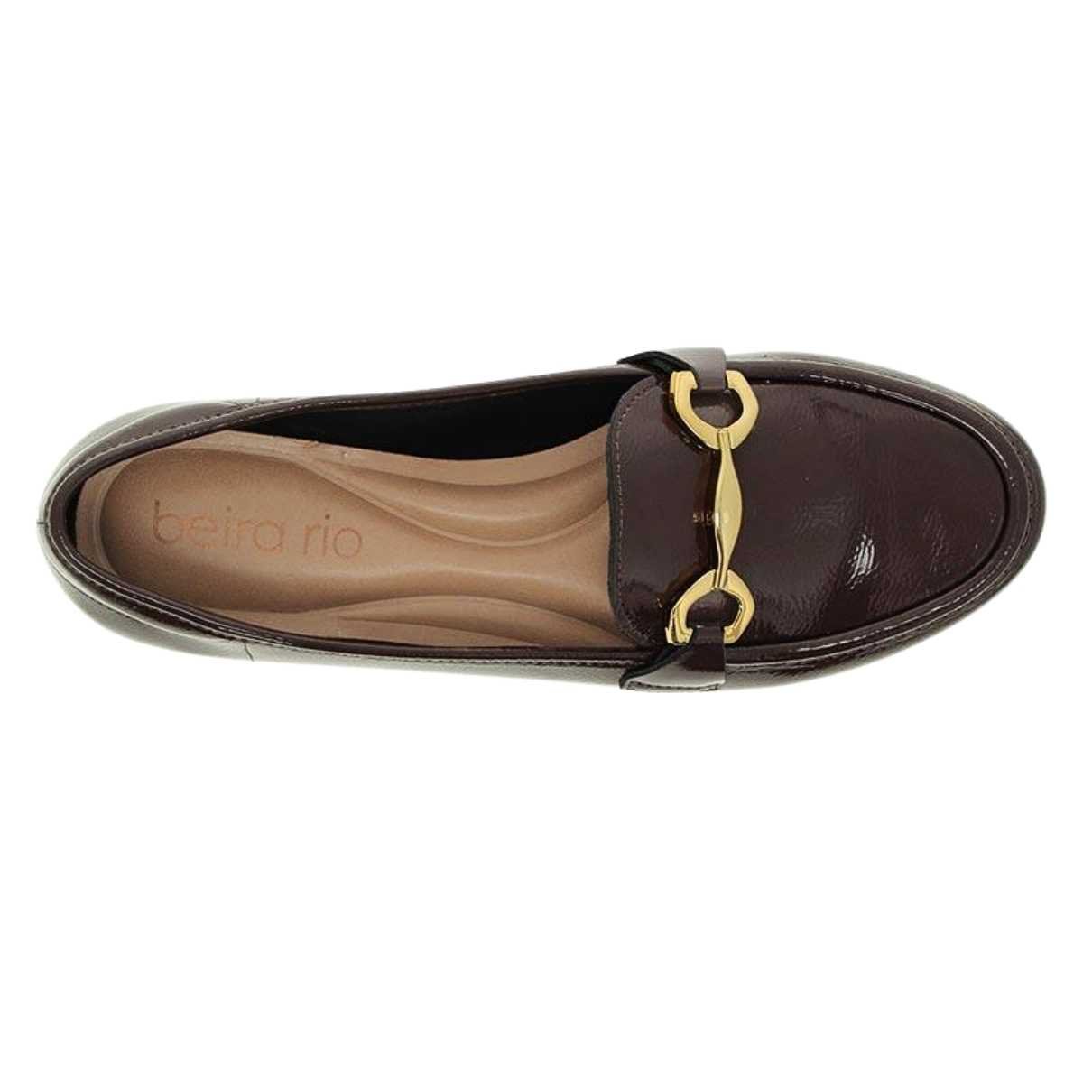 Sapato Mocassim Feminino Beira Rio Social Brilhante 4324.101 Marrom 6