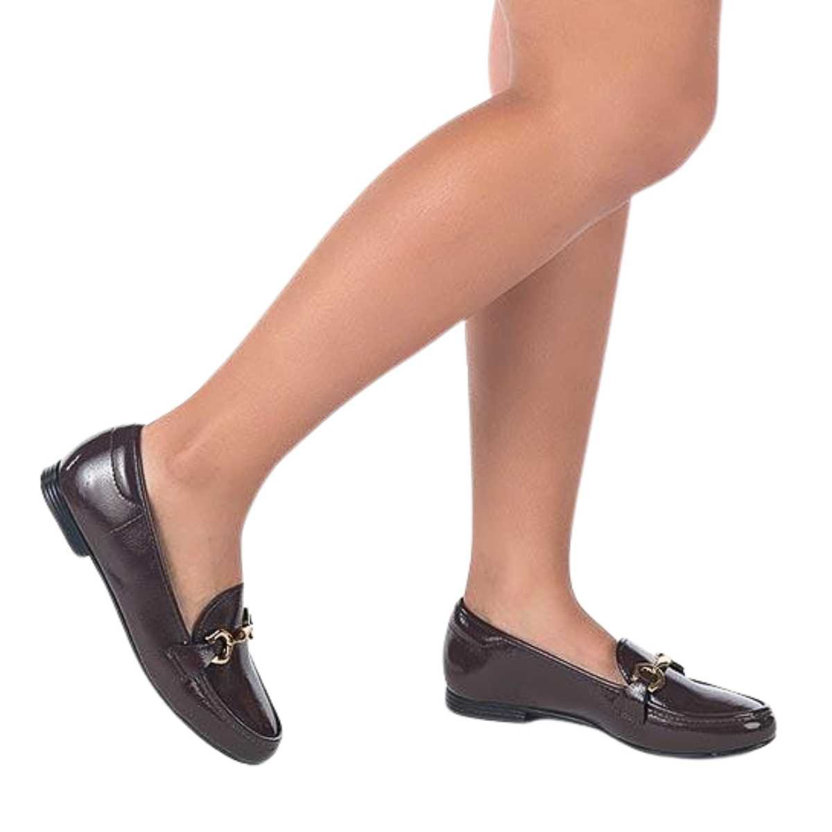 Sapato Mocassim Feminino Beira Rio Social Brilhante 4324.101 Marrom 8