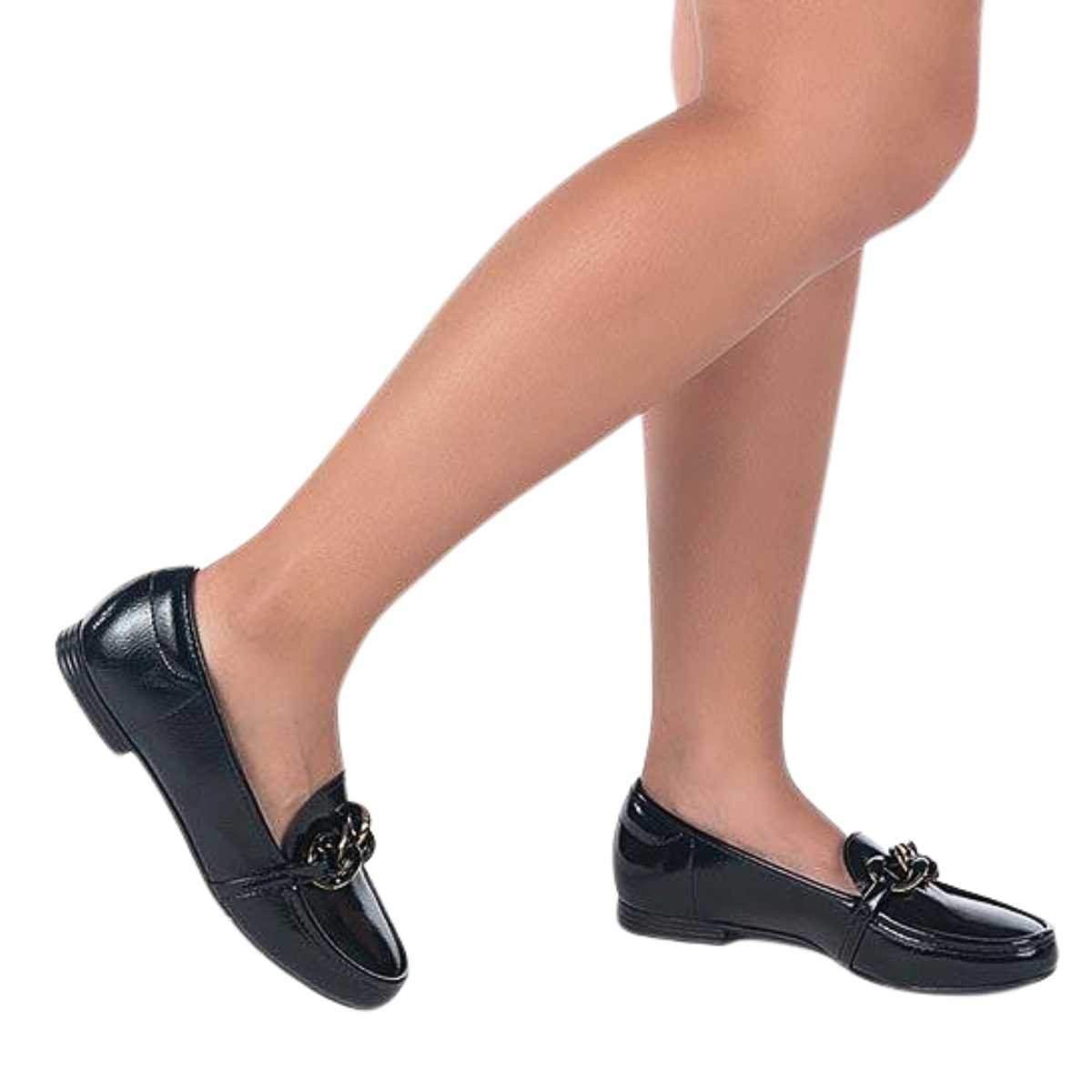 Sapato Feminino Beira Rio Mocassim Social Verniz 4324.102 Preto 8