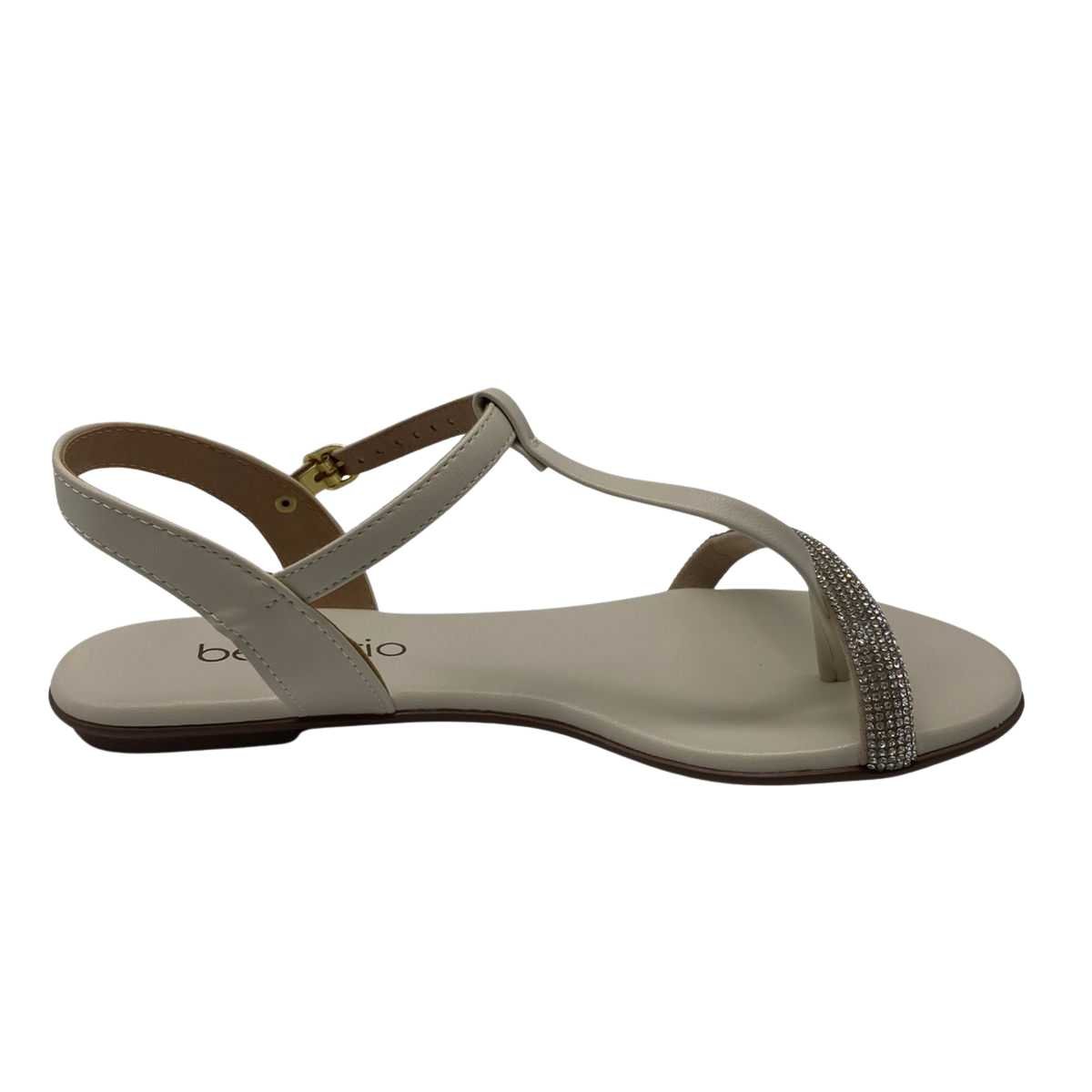 Sandália Feminina Beira Rio Rasteira Elegante Stras 8384.768 Branco 1