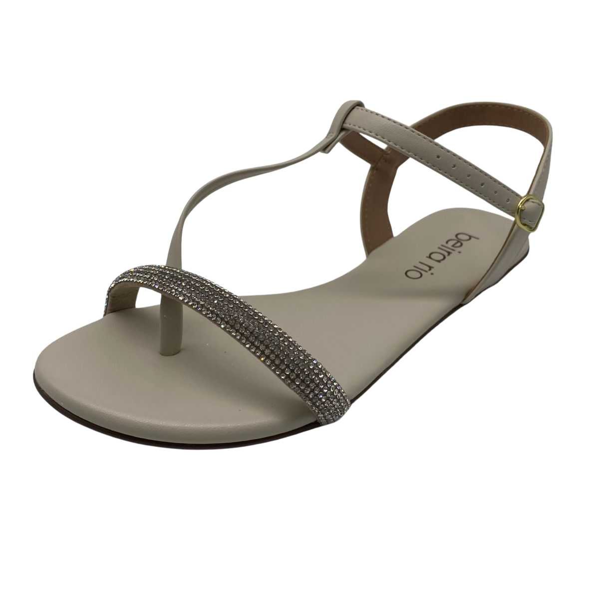 Sandália Feminina Beira Rio Rasteira Elegante Stras 8384.768 Branco 2