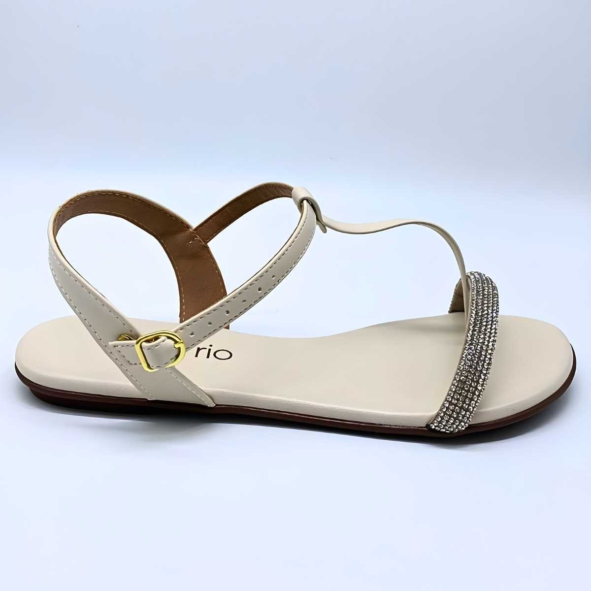 Sandália Feminina Beira Rio Rasteira Elegante Stras 8384.768 Branco 3