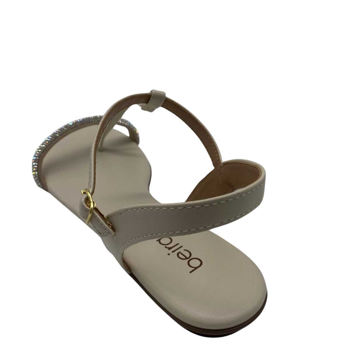 Sandália Feminina Beira Rio Rasteira Elegante Stras 8384.768 Branco 4