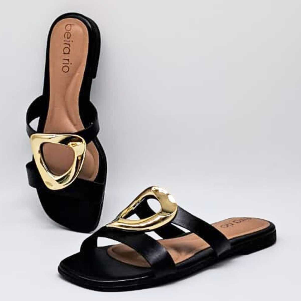 Chinelo Rasteira Feminina Beira Rio Estilosa e Confortáve 8560.101 Preto 3