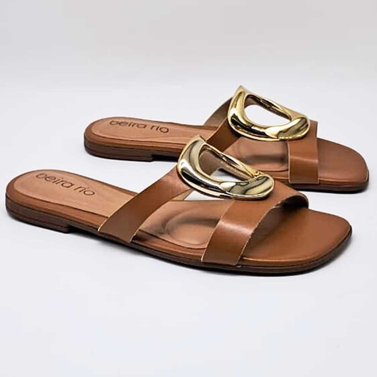 Chinelo Rasteira Feminina Beira Rio Estilosa e Confortáve 8560.101 Marrom 3