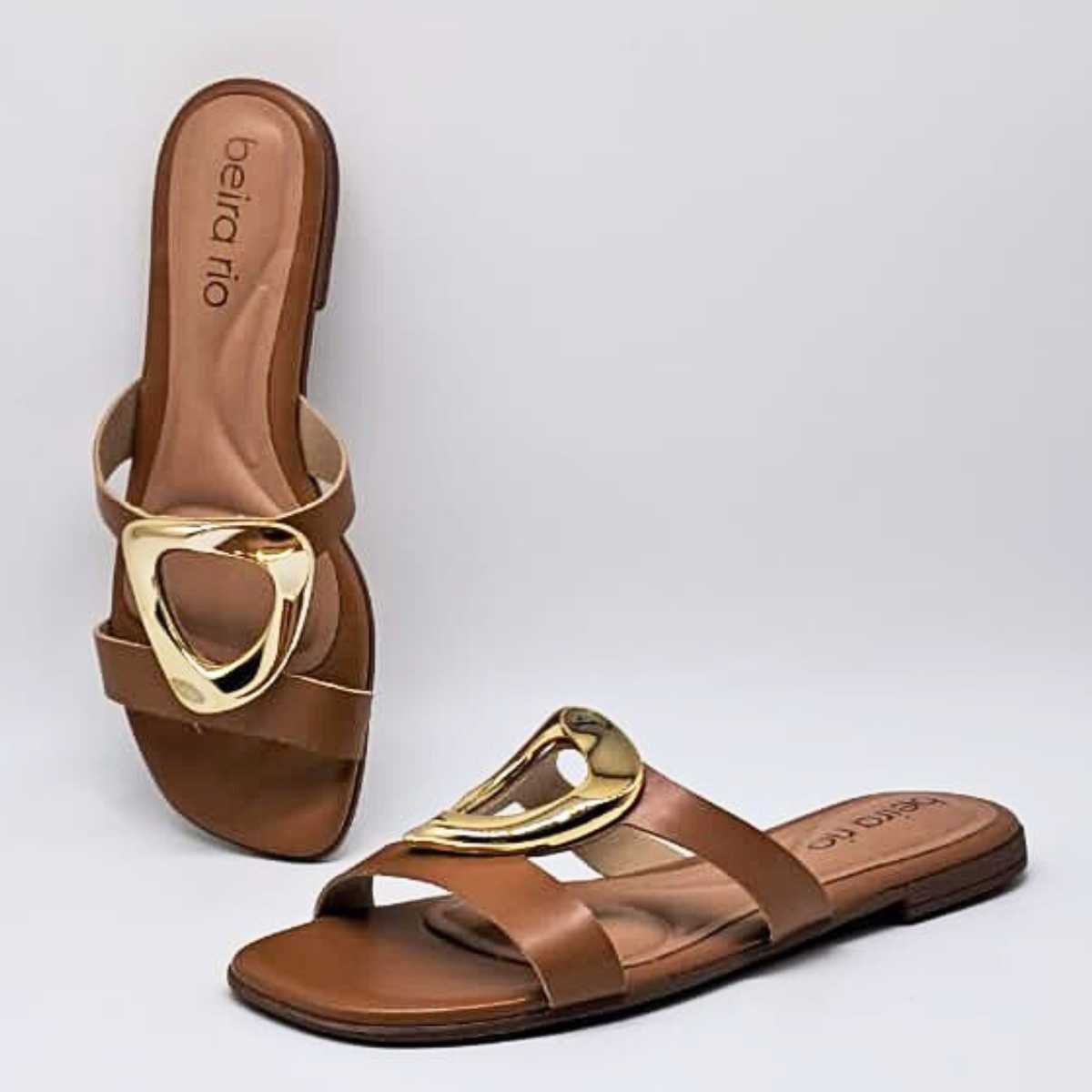 Chinelo Rasteira Feminina Beira Rio Estilosa e Confortáve 8560.101 Marrom 4