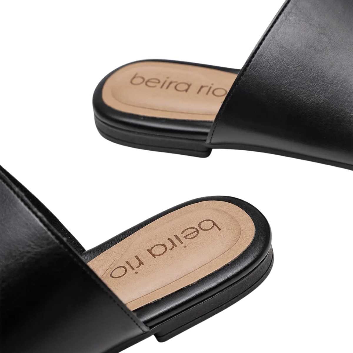 Tamanco Beira Rio Rasteira Casual Tira Largo Dedo 8560.102 Preto 7