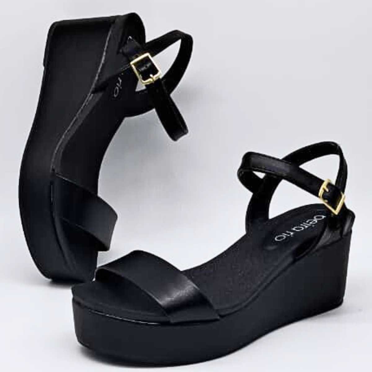 Sandália Feminino Beira Rio Anabela Confy Leve 8407.135 Preto 4