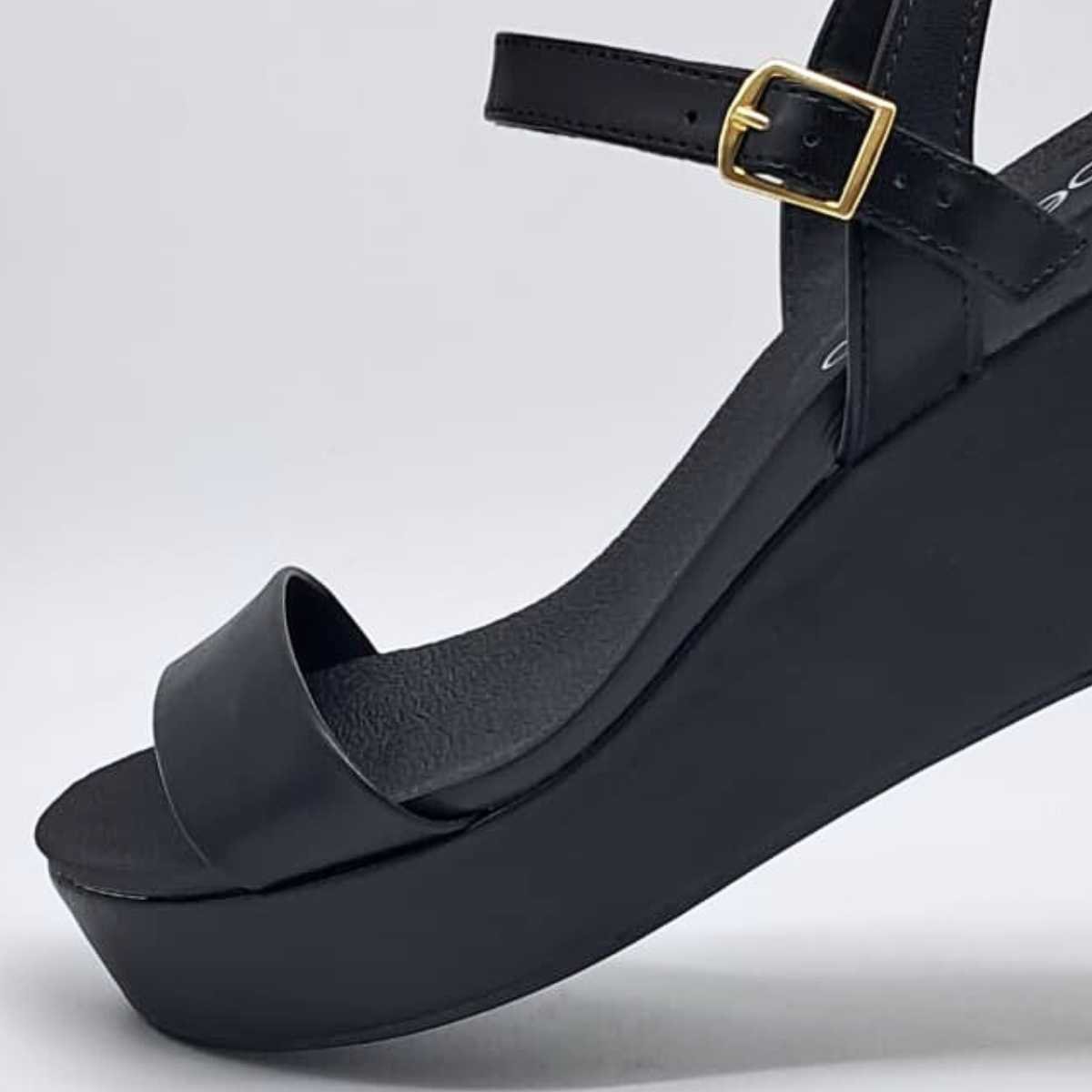 Sandália Feminino Beira Rio Anabela Confy Leve 8407.135 Preto 8