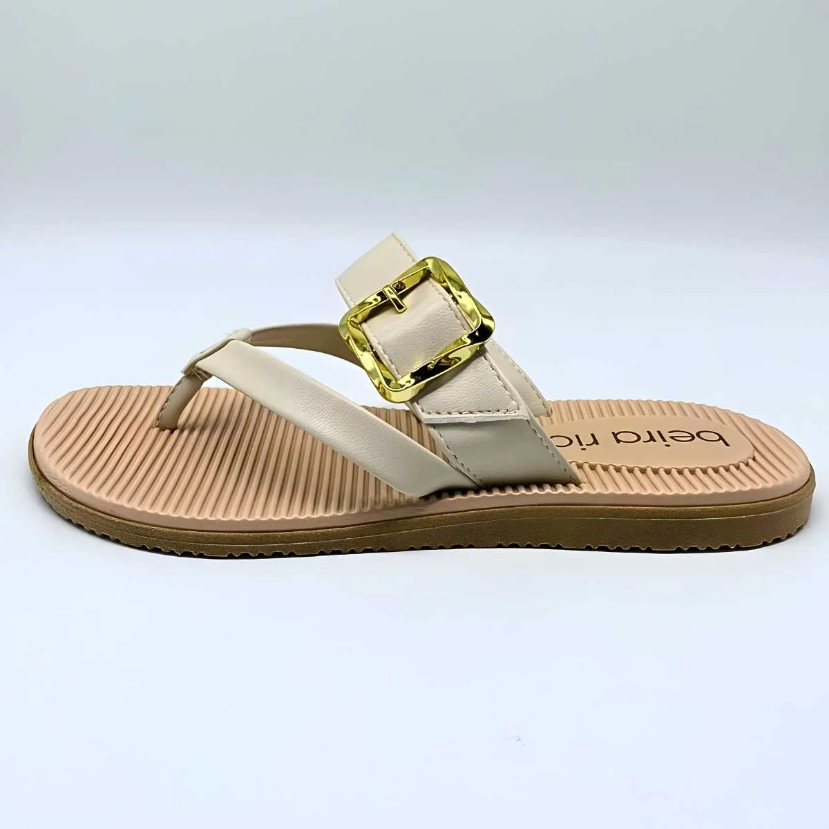 Sandália Feminina Beira Rio Rasteirinha Estilo Conforto 8395.234 Branco 3