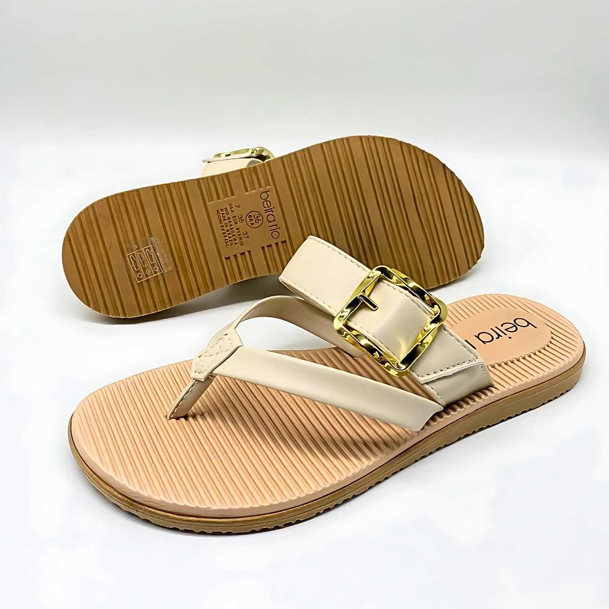 Sandália Feminina Beira Rio Rasteirinha Estilo Conforto 8395.234 Branco 6