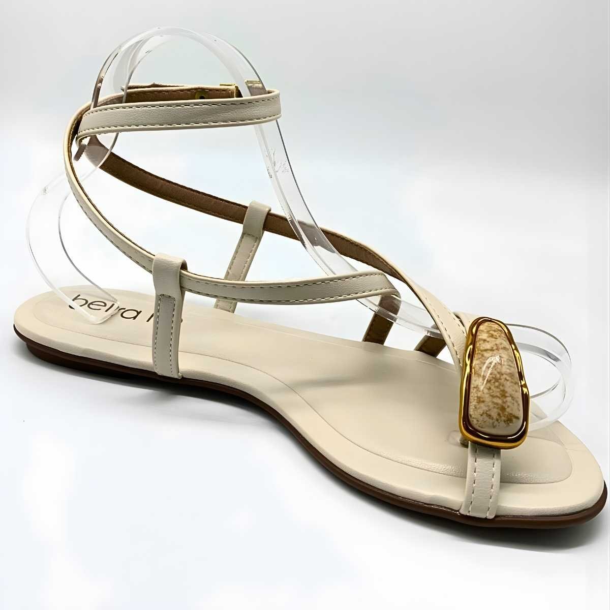 Sandália Feminina Beira Rio Rasteirinha Estilo Conforto 8367.875 Bege 3