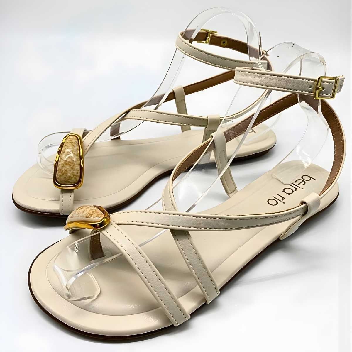 Sandália Feminina Beira Rio Rasteirinha Estilo Conforto 8367.875 Bege 4