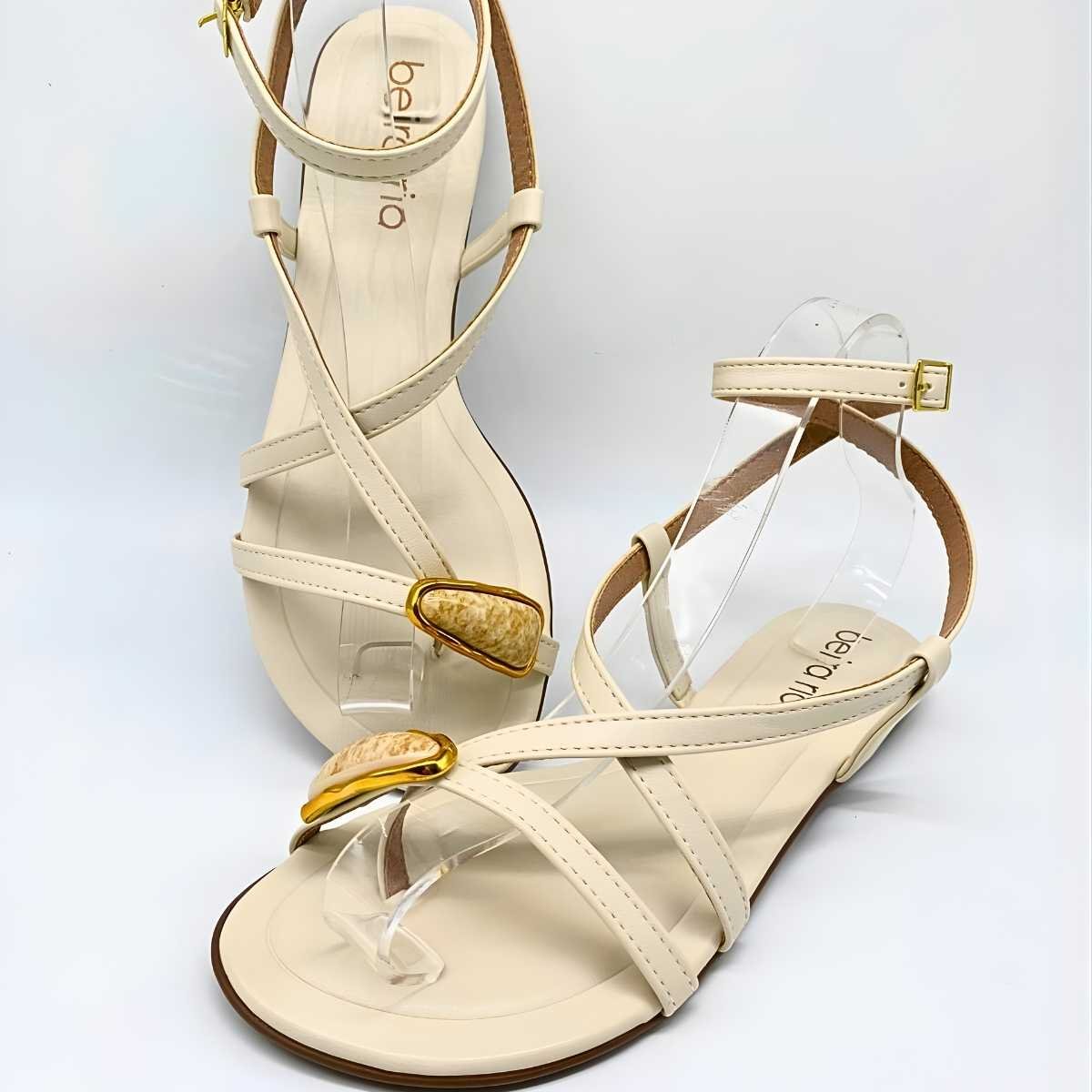 Sandália Feminina Beira Rio Rasteirinha Estilo Conforto 8367.875 Bege 7