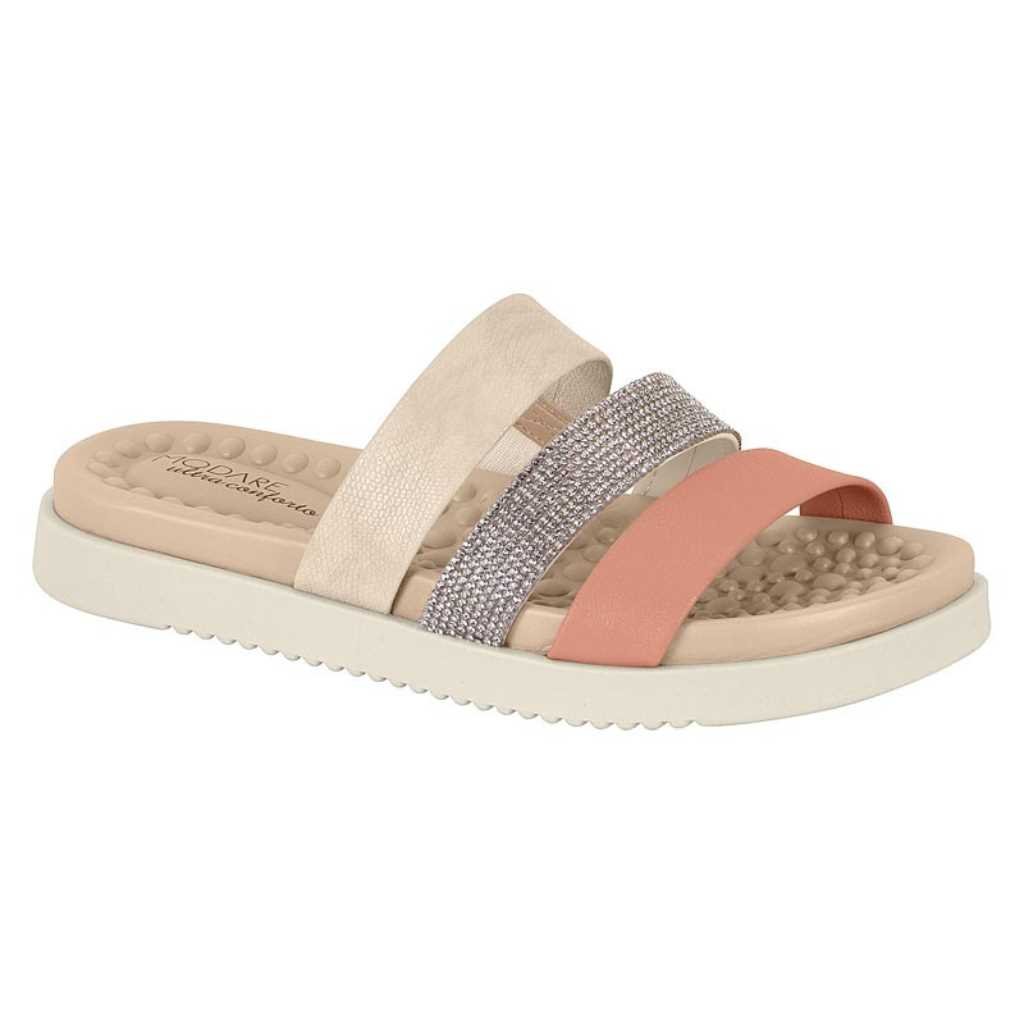 Tamanco Feminino Modare Rasteirinha Strass Leve 7178.109 Bege 2