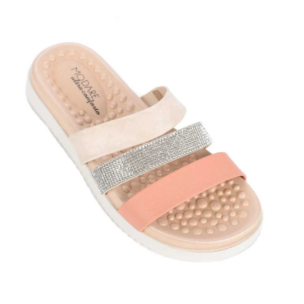 Tamanco Feminino Modare Rasteirinha Strass Leve 7178.109 Bege 3