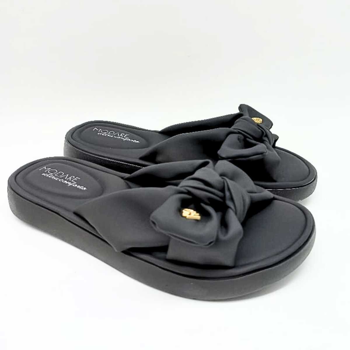 Sandália Feminina Modare Rasteira Flatform Conforto Slide 7208.101 Preto 10