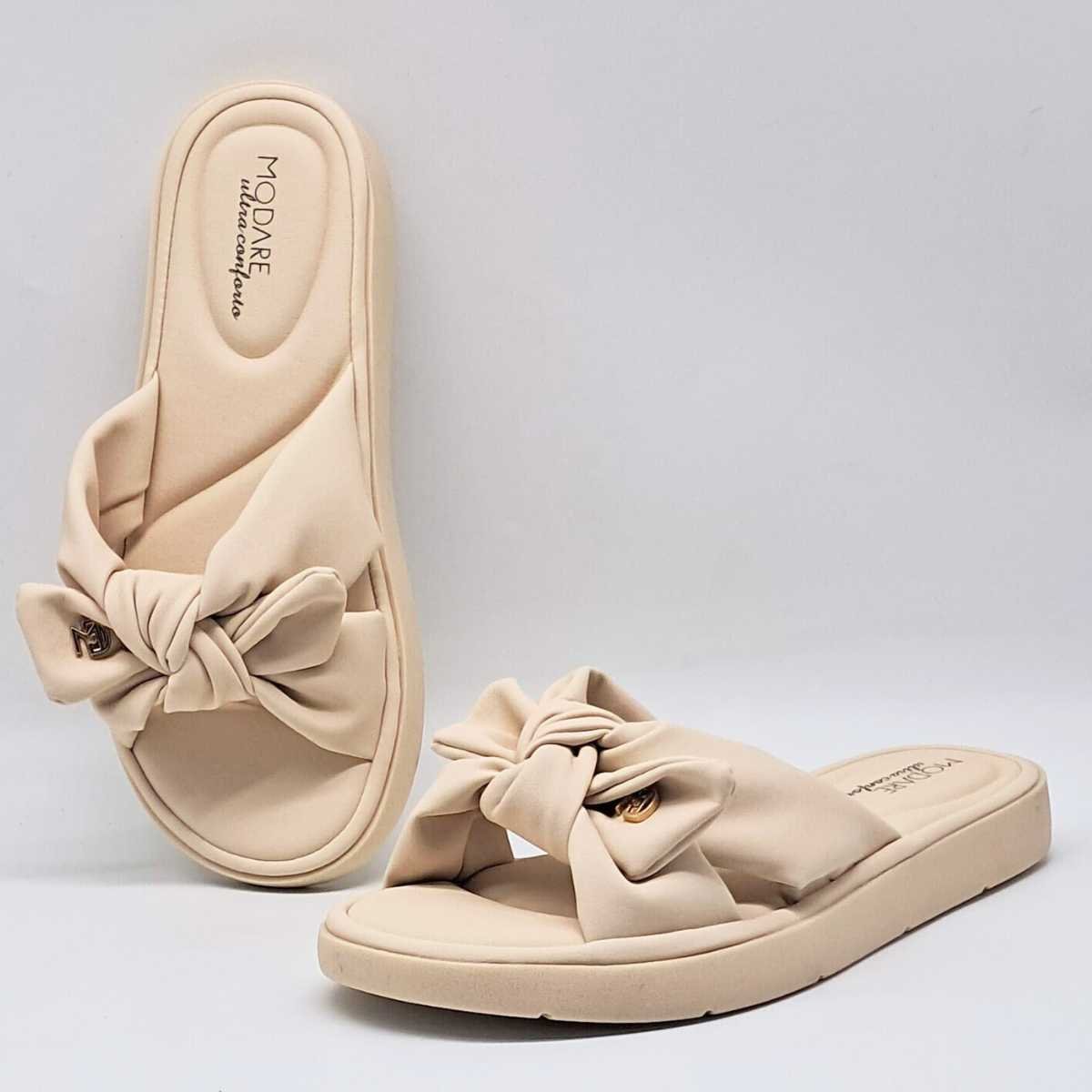 Sandália Feminina Modare Rasteira Flatform Conforto Slide 7208.101 Bege 5