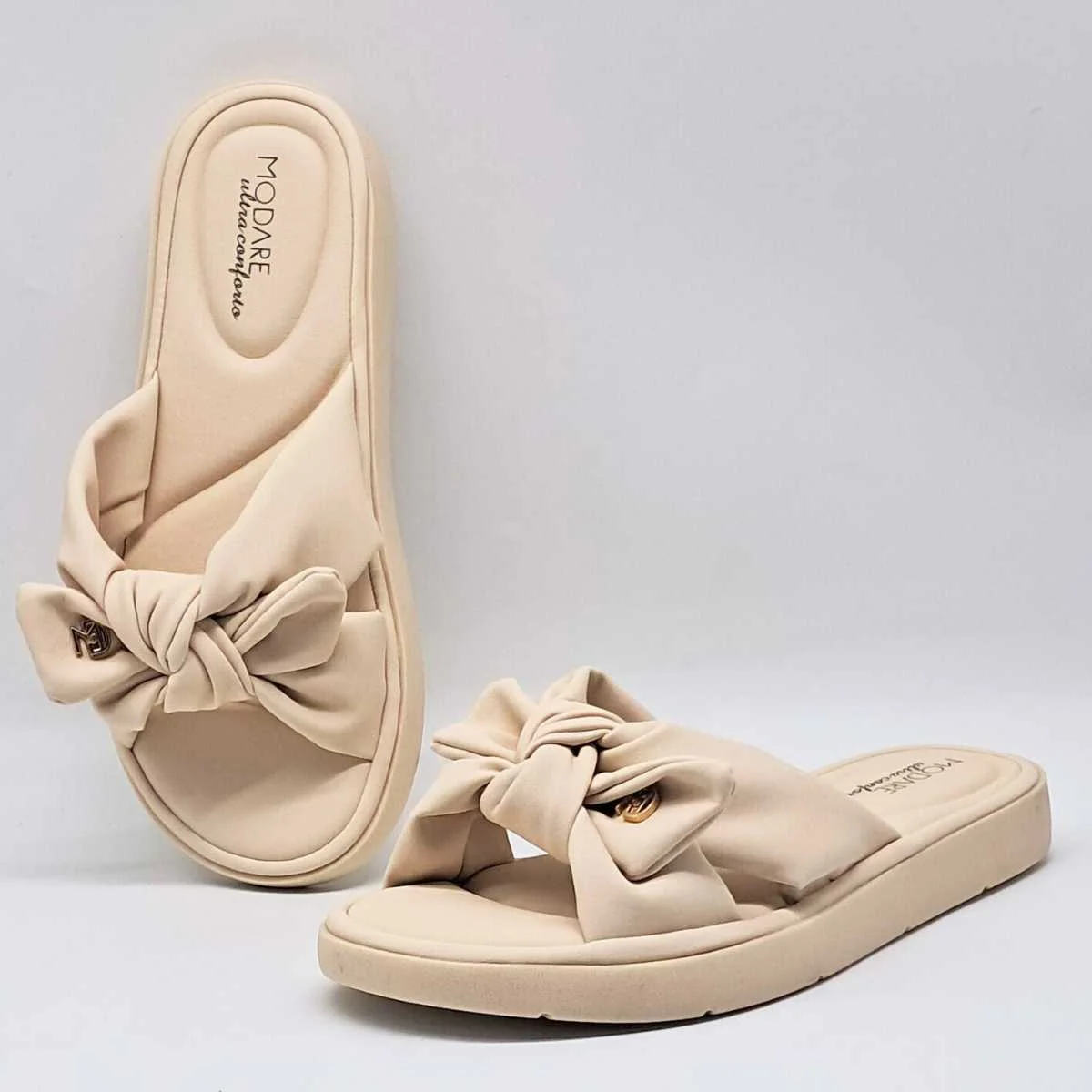 Sandália Feminina Modare Rasteira Flatform Conforto Slide 7208.101 Bege 5