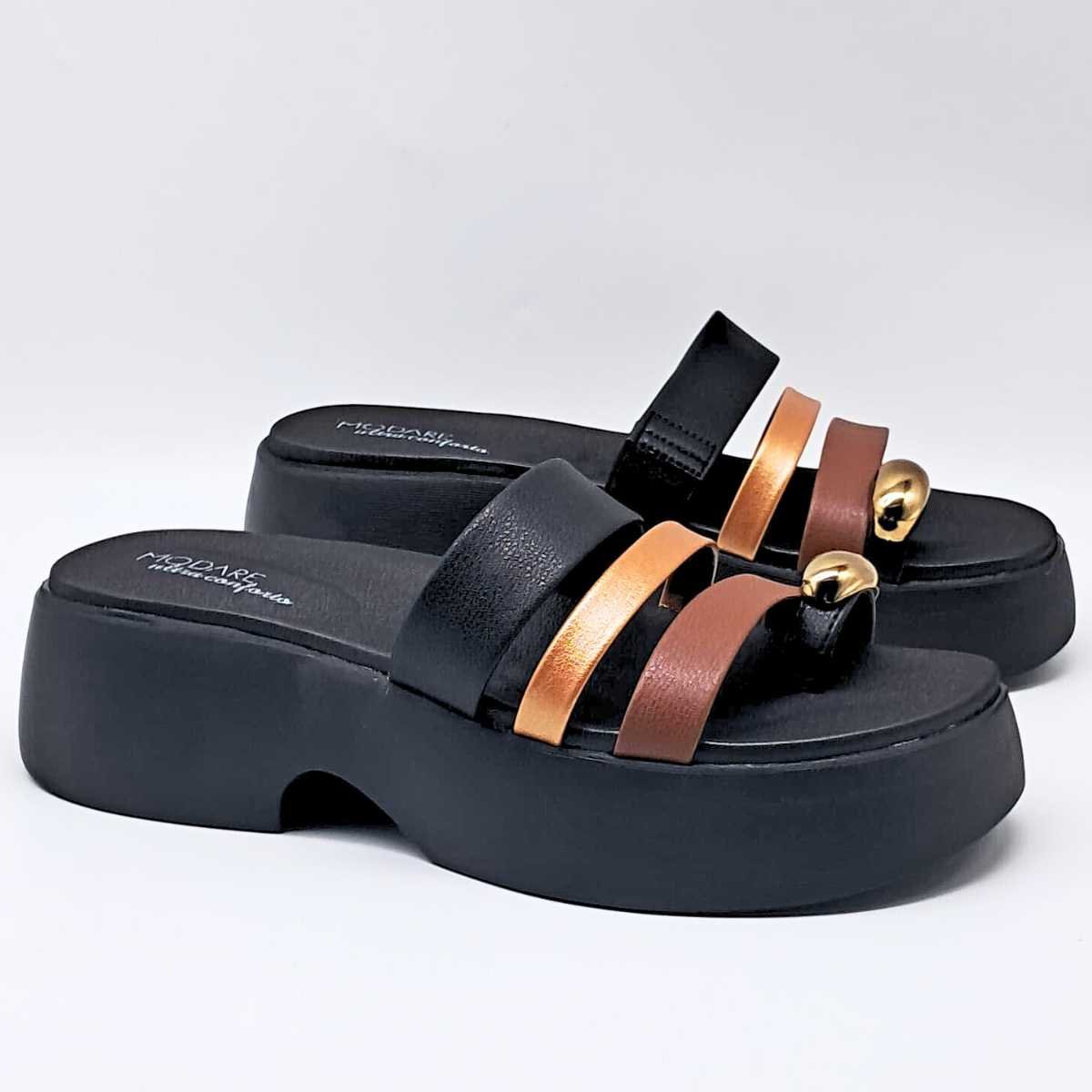 Tamanco Feminino Modare Sandália Calce Fácil Alto 7210.101 Preto 3