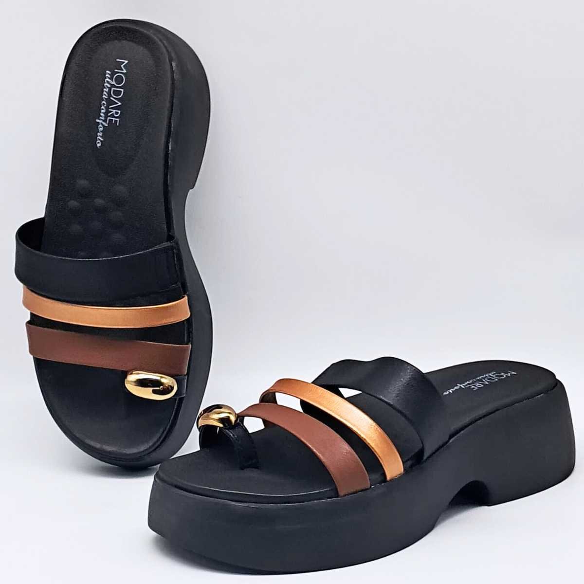 Tamanco Feminino Modare Sandália Calce Fácil Alto 7210.101 Preto 4