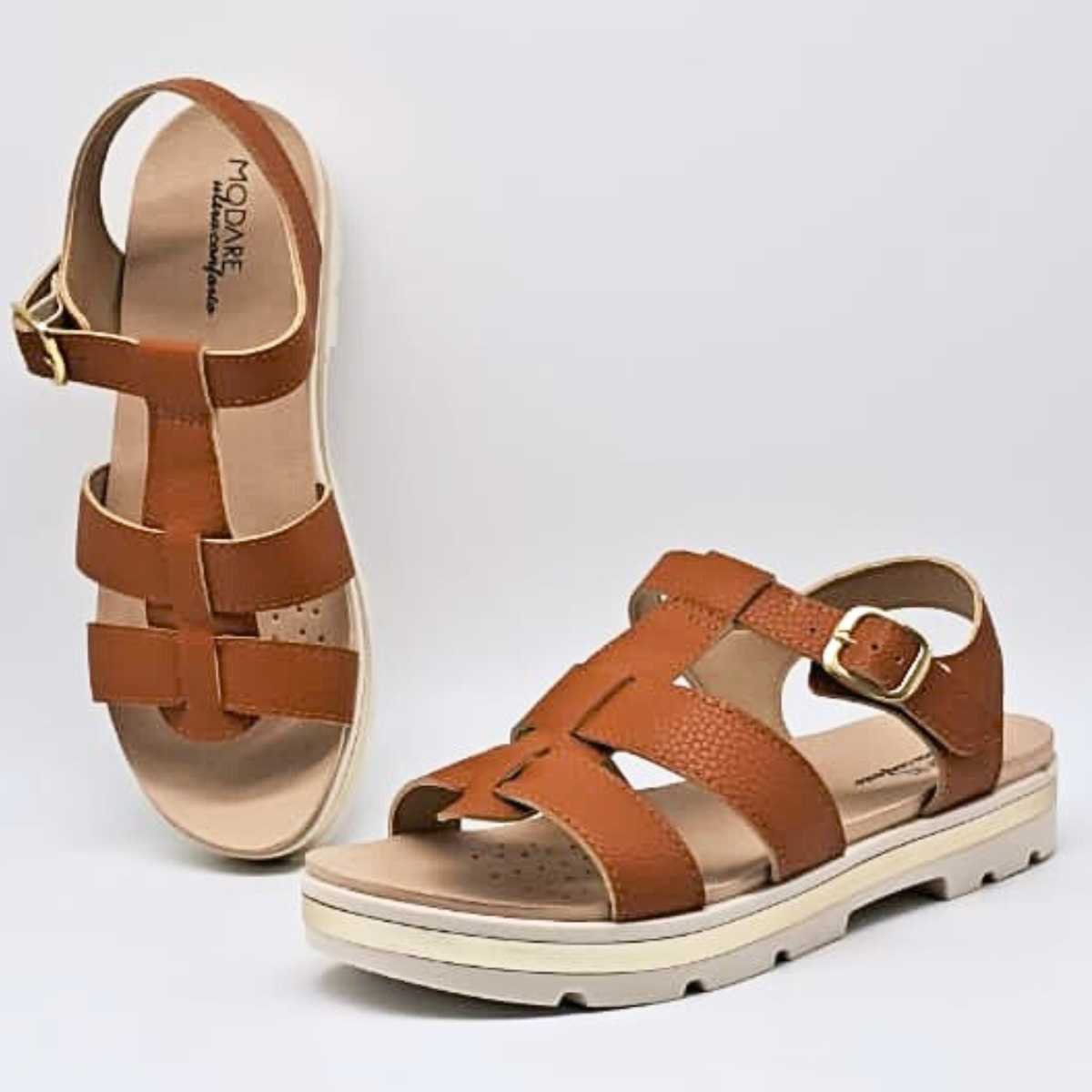 Sandália Feminina Modare Conforto Casual Leve 7132.256 Marrom 4