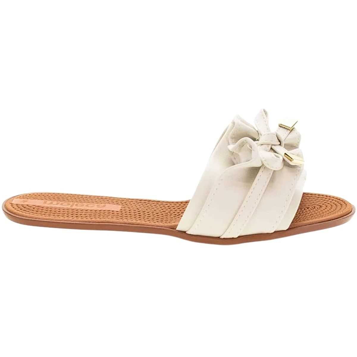 Sandália Feminina Moleca Rasteirinha Laço Estilo 5297.446 Branco 4