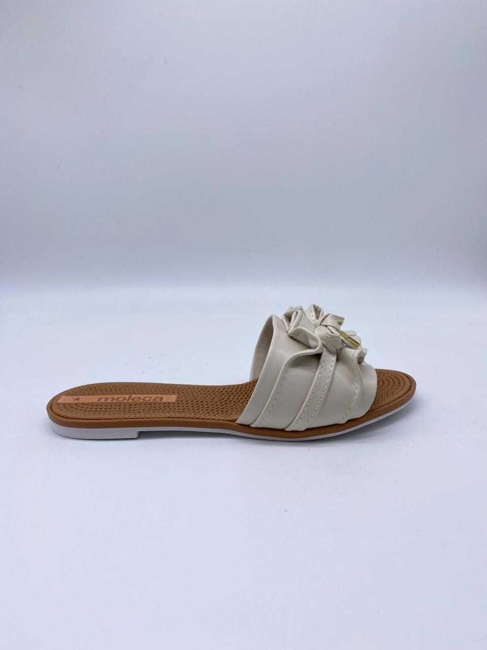 Sandália Feminina Moleca Rasteirinha Laço Estilo 5297.446 Branco 5