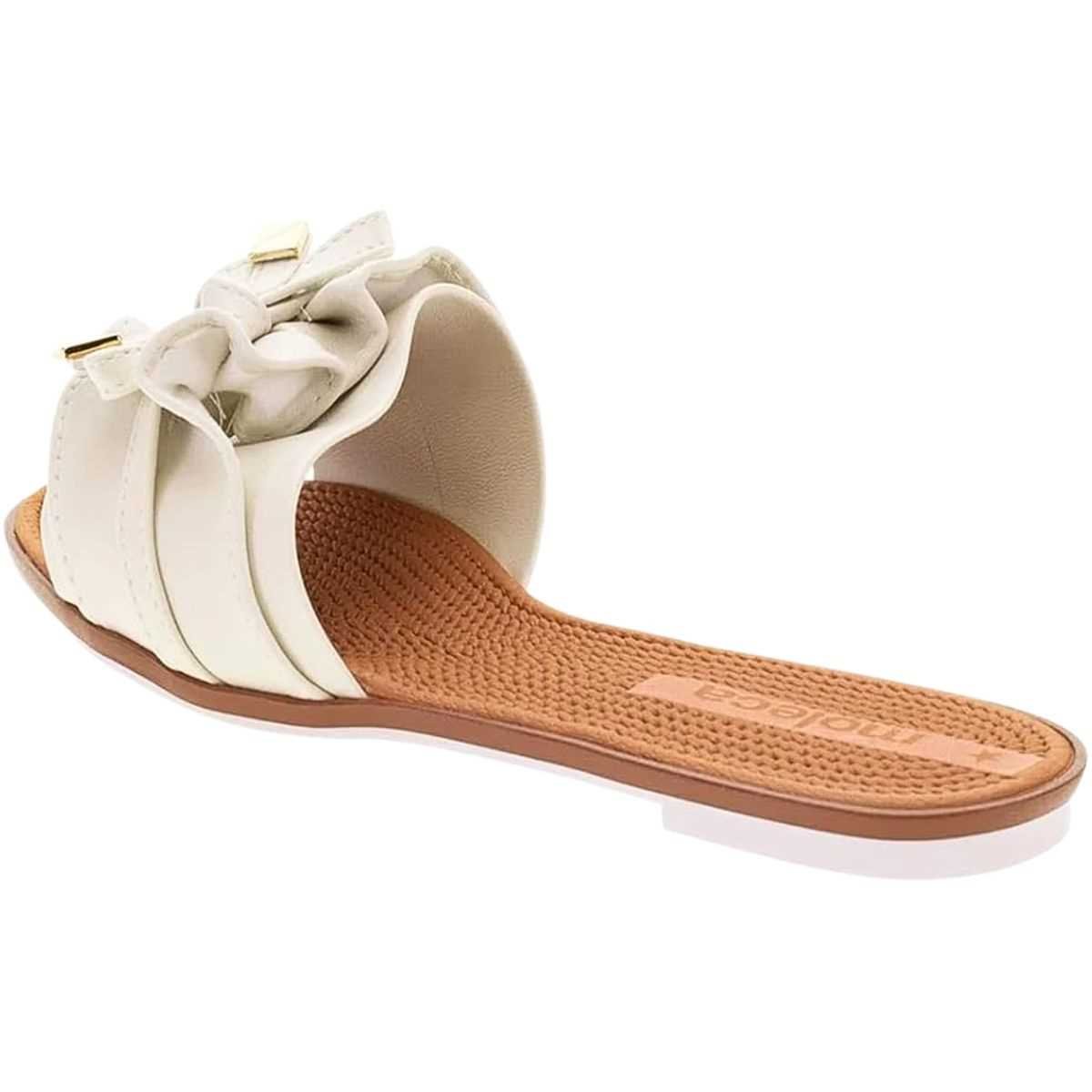 Sandália Feminina Moleca Rasteirinha Laço Estilo 5297.446 Branco 7