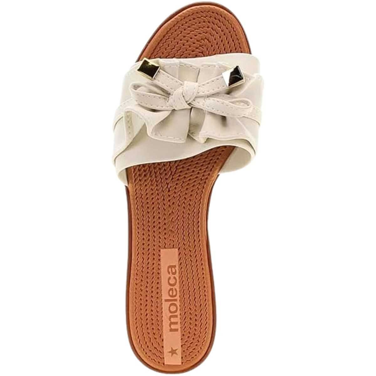 Sandália Feminina Moleca Rasteirinha Laço Estilo 5297.446 Branco 8