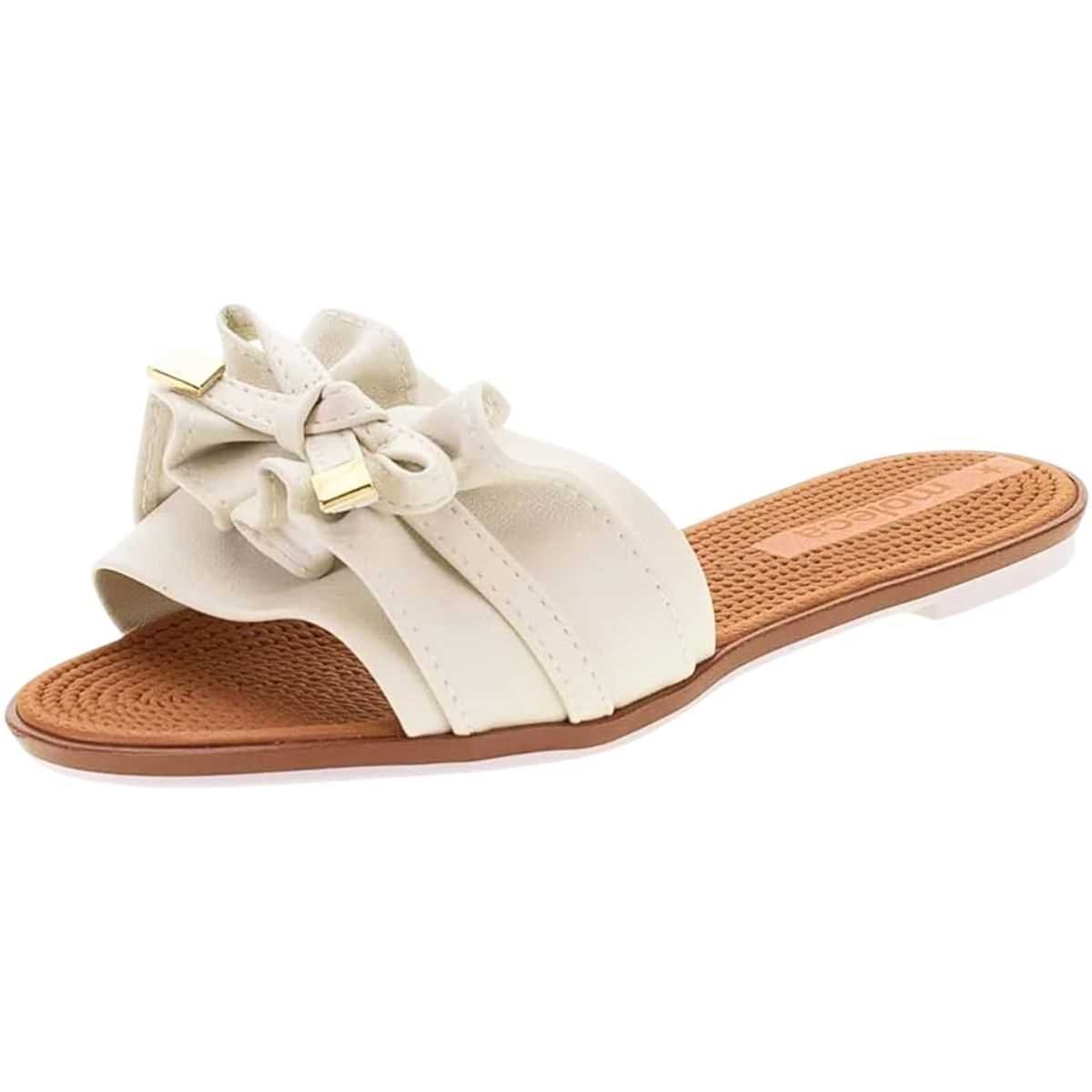 Sandália Feminina Moleca Rasteirinha Laço Estilo 5297.446 Branco 6