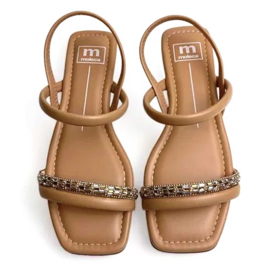 Sandália Feminina Moleca Rasteira Elastico 2 Tiras 5462.111 Nude 4