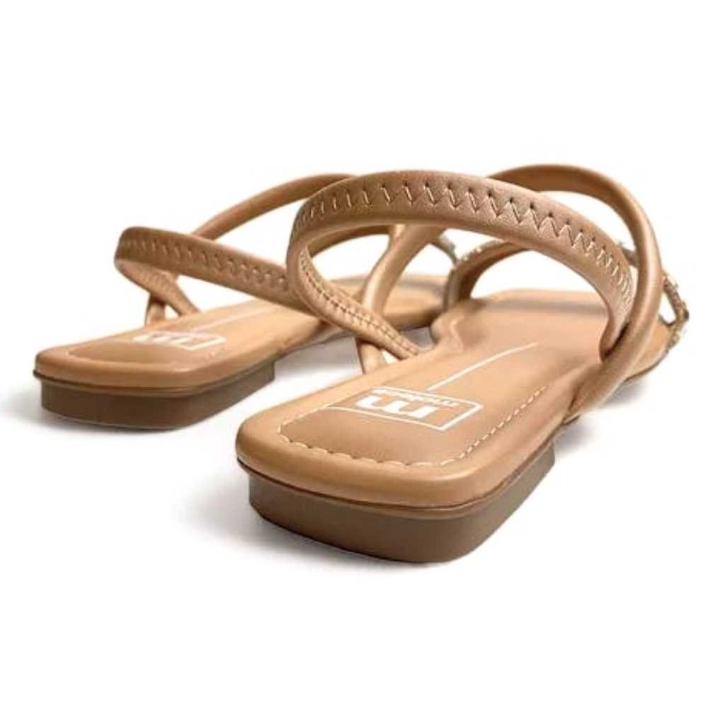 Sandália Feminina Moleca Rasteira Elastico 2 Tiras 5462.111 Nude 5