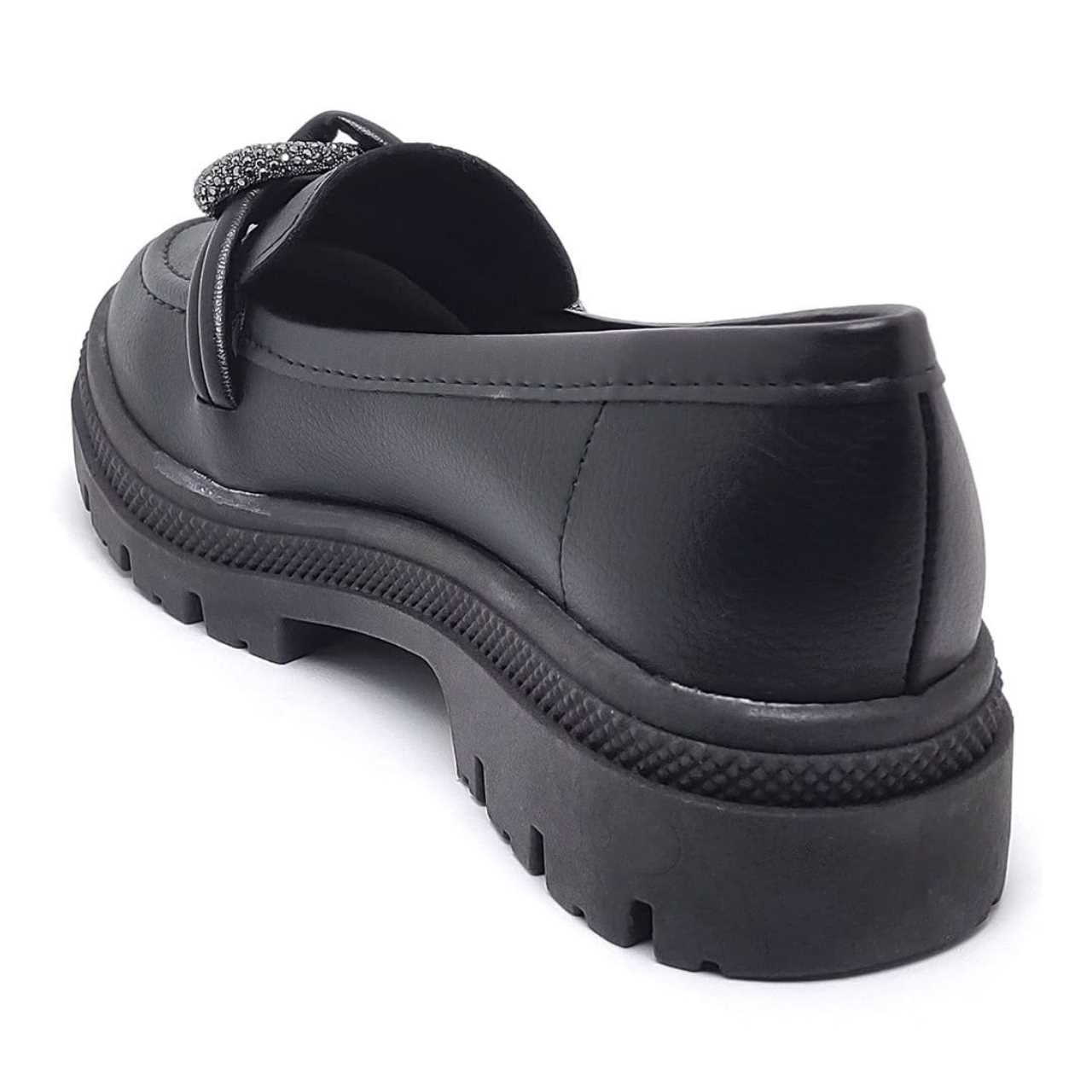 Sapato Feminino Moleca Mocassim Strass Confy Leve 5775.107 Preto 4