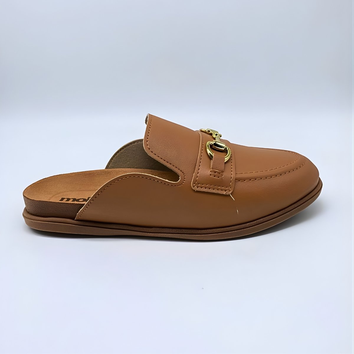 Sapato Feminino Moleca Mule Clog Social Fivela Leve 5826.101 Camel 2