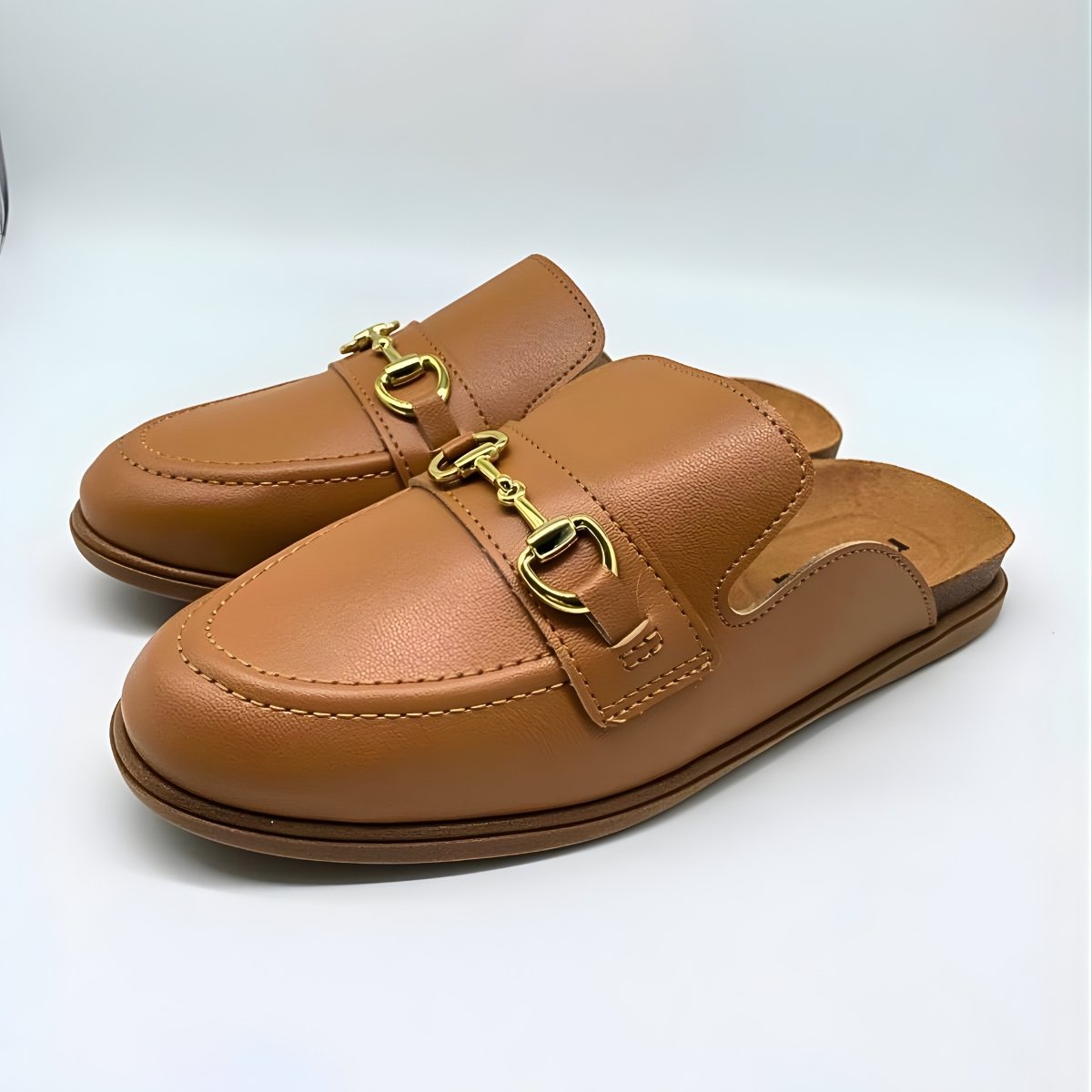 Sapato Feminino Moleca Mule Clog Social Fivela Leve 5826.101 Camel 4