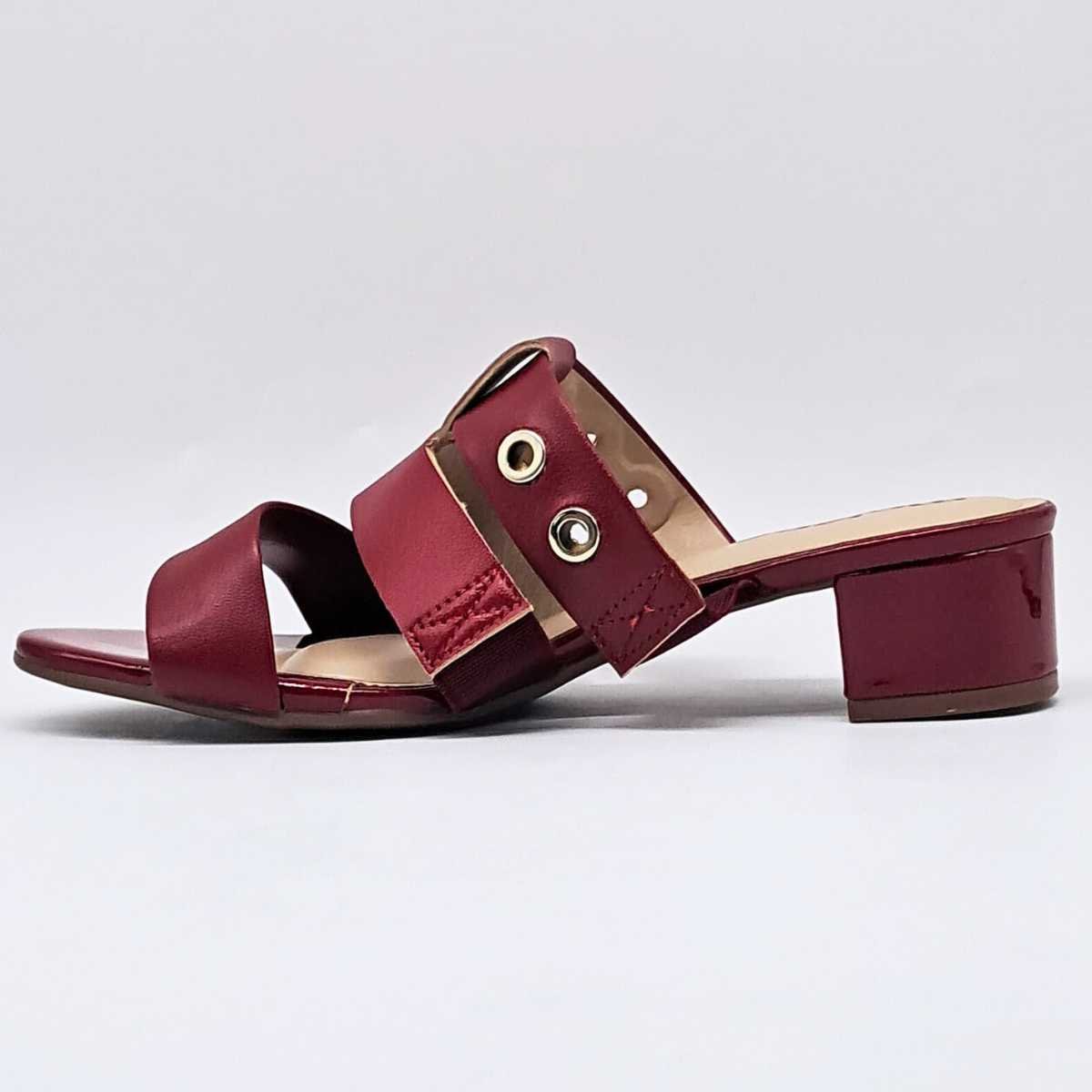 Sandália Feminina Moleca Tamanco Salto 5259.879 Vinho 2