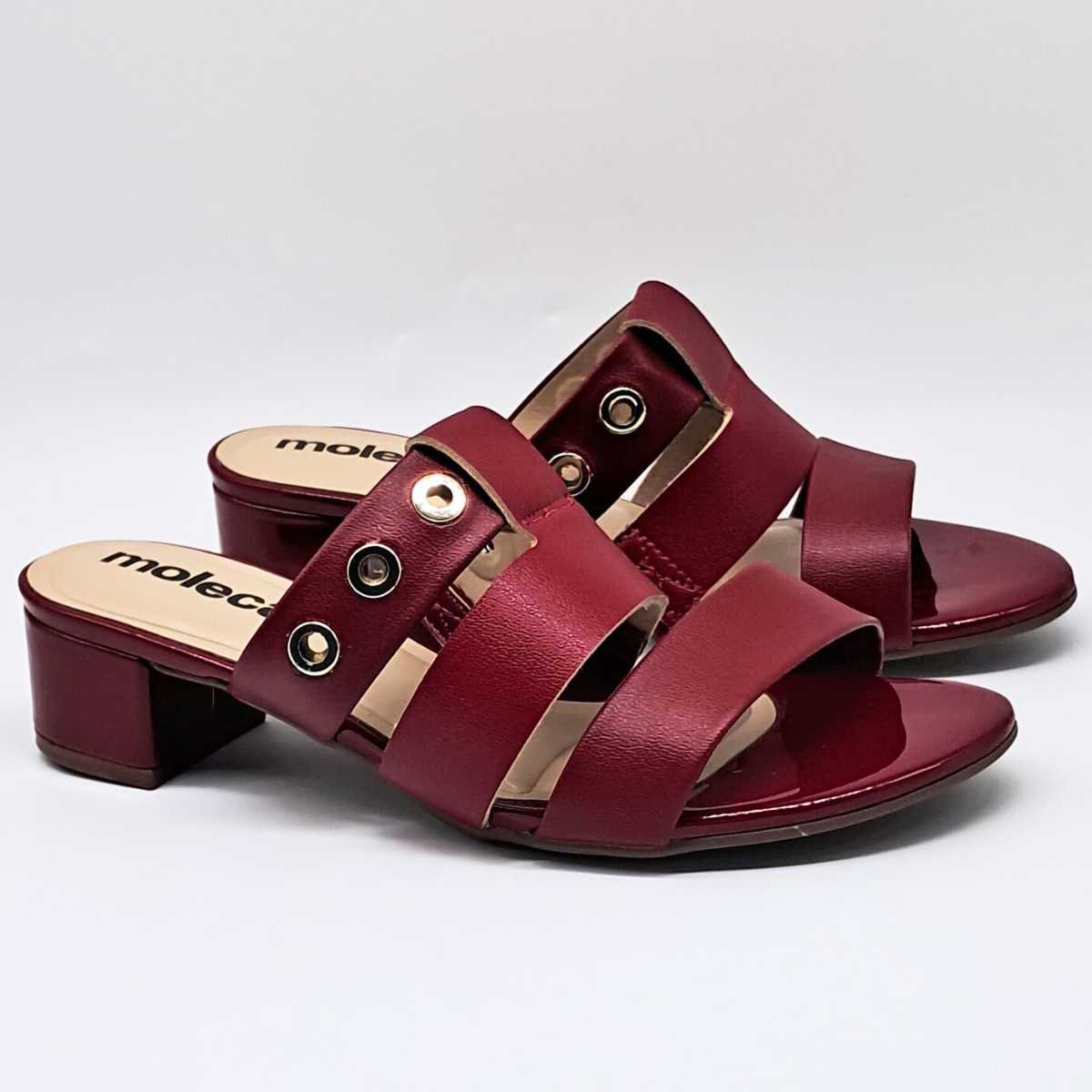 Sandália Feminina Moleca Tamanco Salto 5259.879 Vinho 3