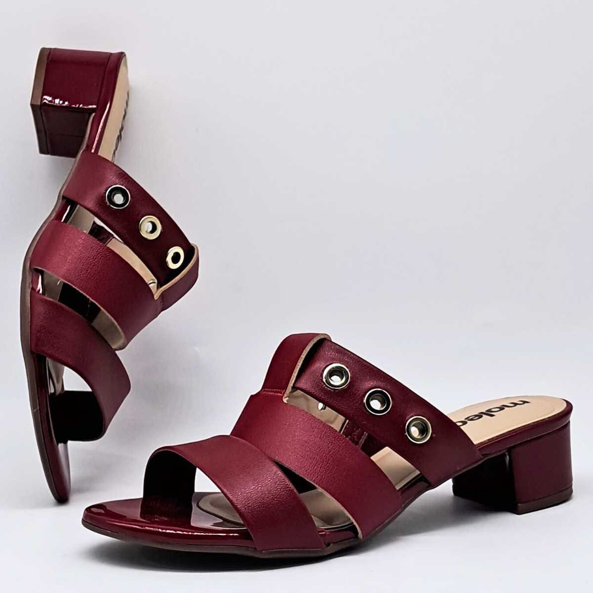 Sandália Feminina Moleca Tamanco Salto 5259.879 Vinho 4