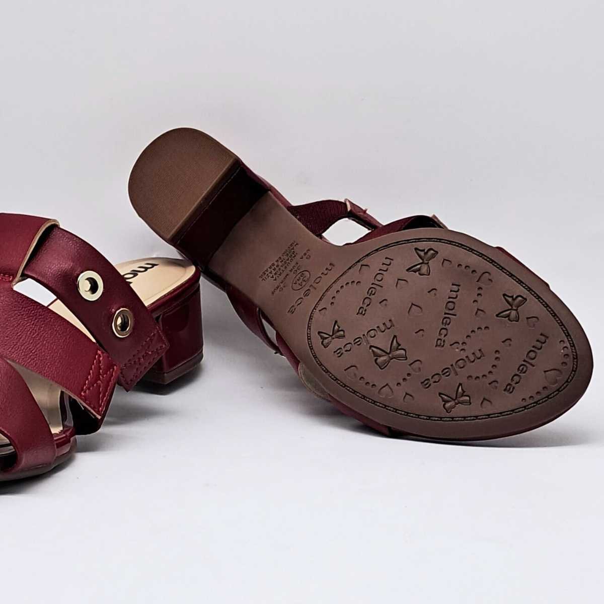 Sandália Feminina Moleca Tamanco Salto 5259.879 Vinho 6