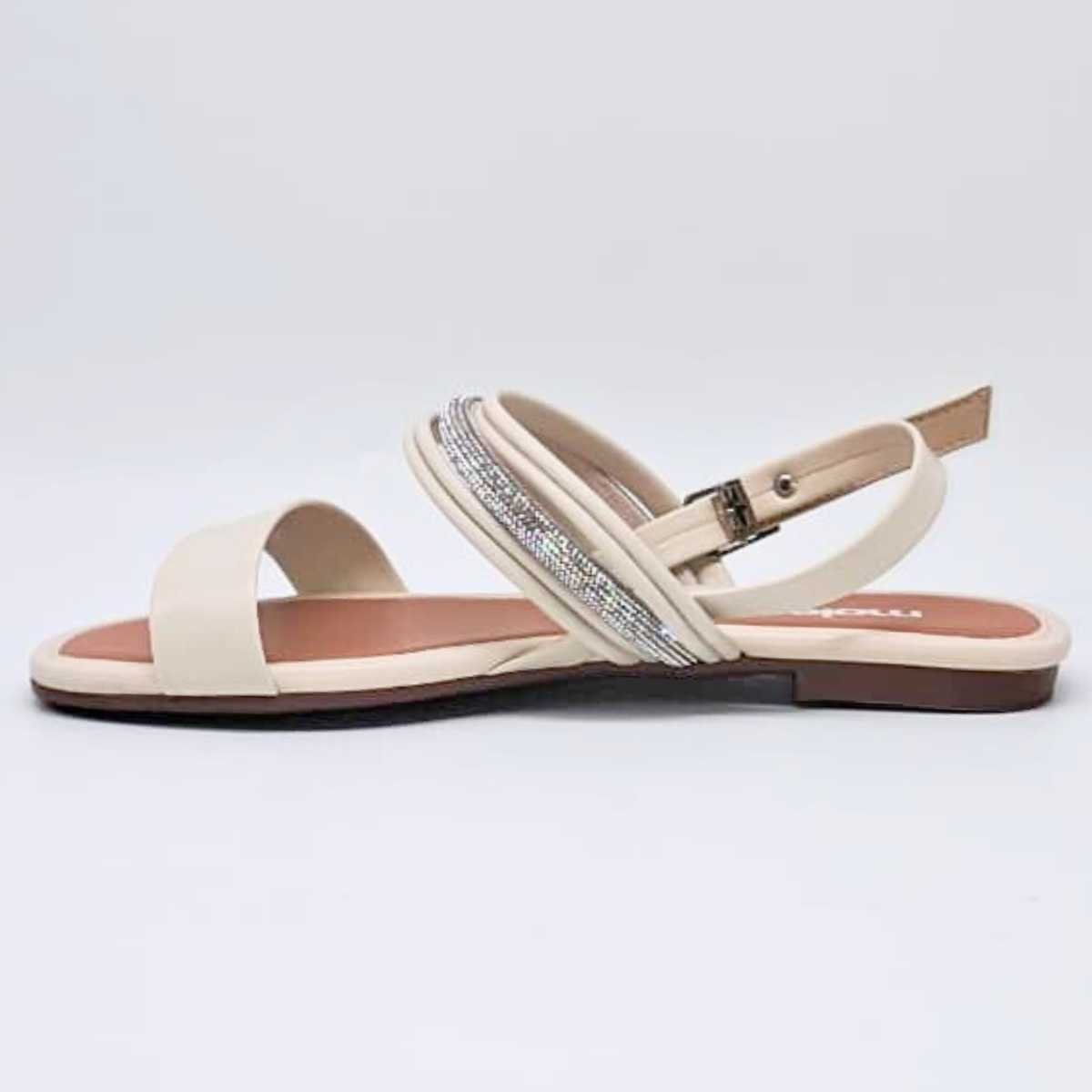 Sandália Feminino Moleca Rasteirinha Brilho Leve 5435.554 Branco 2