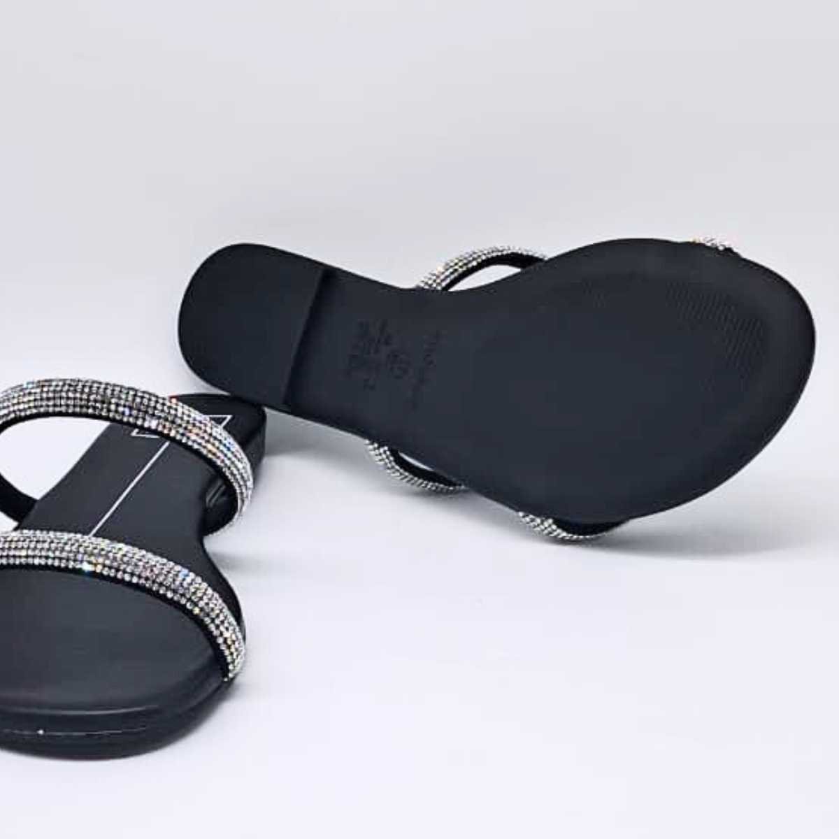 Sandália Feminina Moleca Rasteirinha Cristal Leve 5557.100 Cristal Preto 6