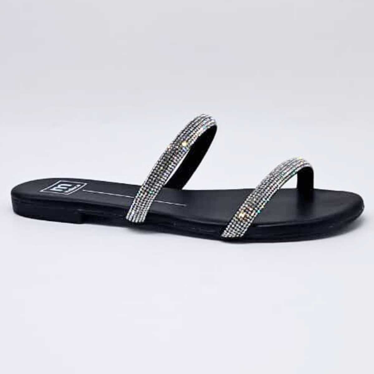 Sandália Feminina Moleca Rasteirinha Cristal Leve 5557.100