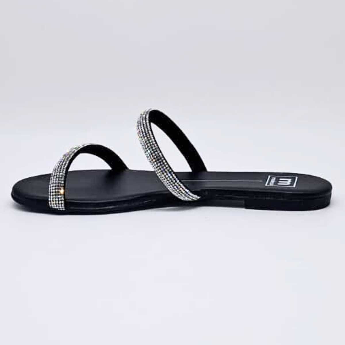 Sandália Feminina Moleca Rasteirinha Cristal Leve 5557.100 Cristal Preto 2