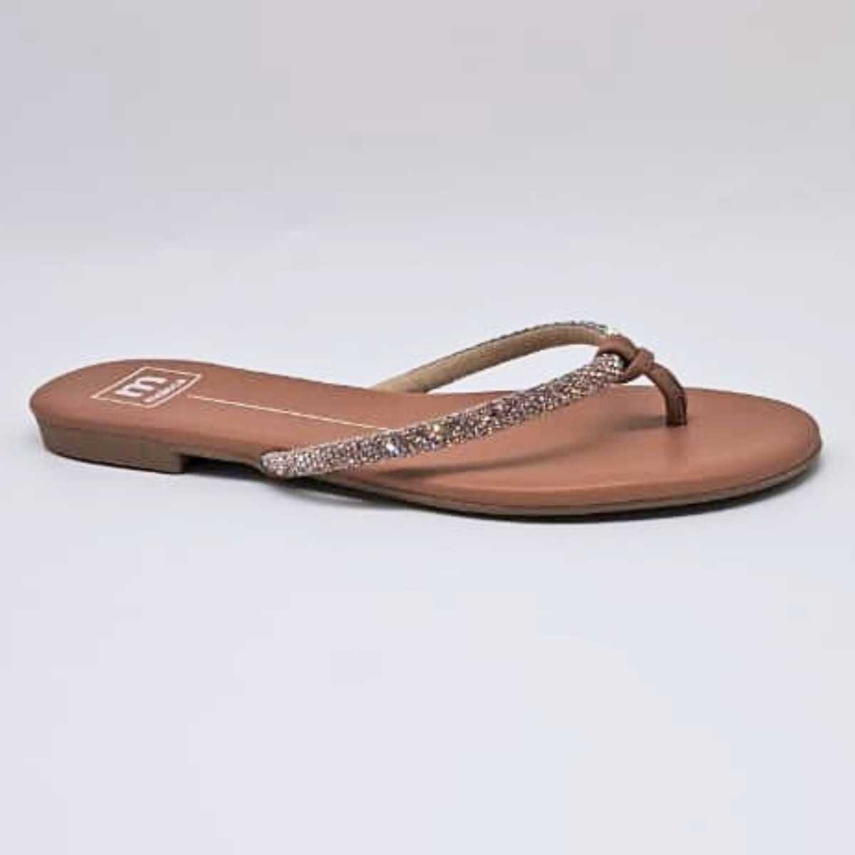 Sandália Feminina Moleca Rasteirinha Strass Estilo 5557.103