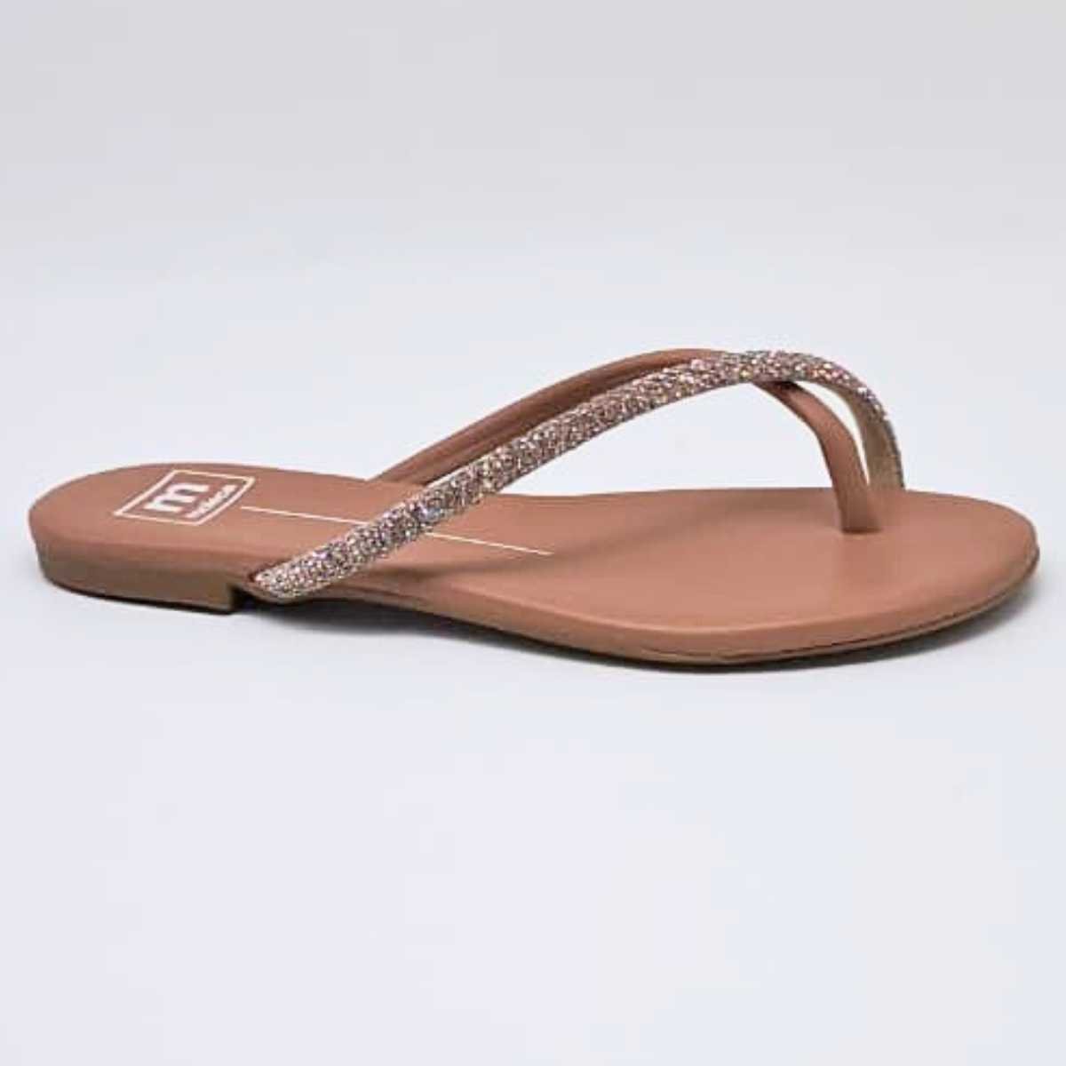 Sandália Feminino Moleca Rasteirinha Strass Leve 5557.102