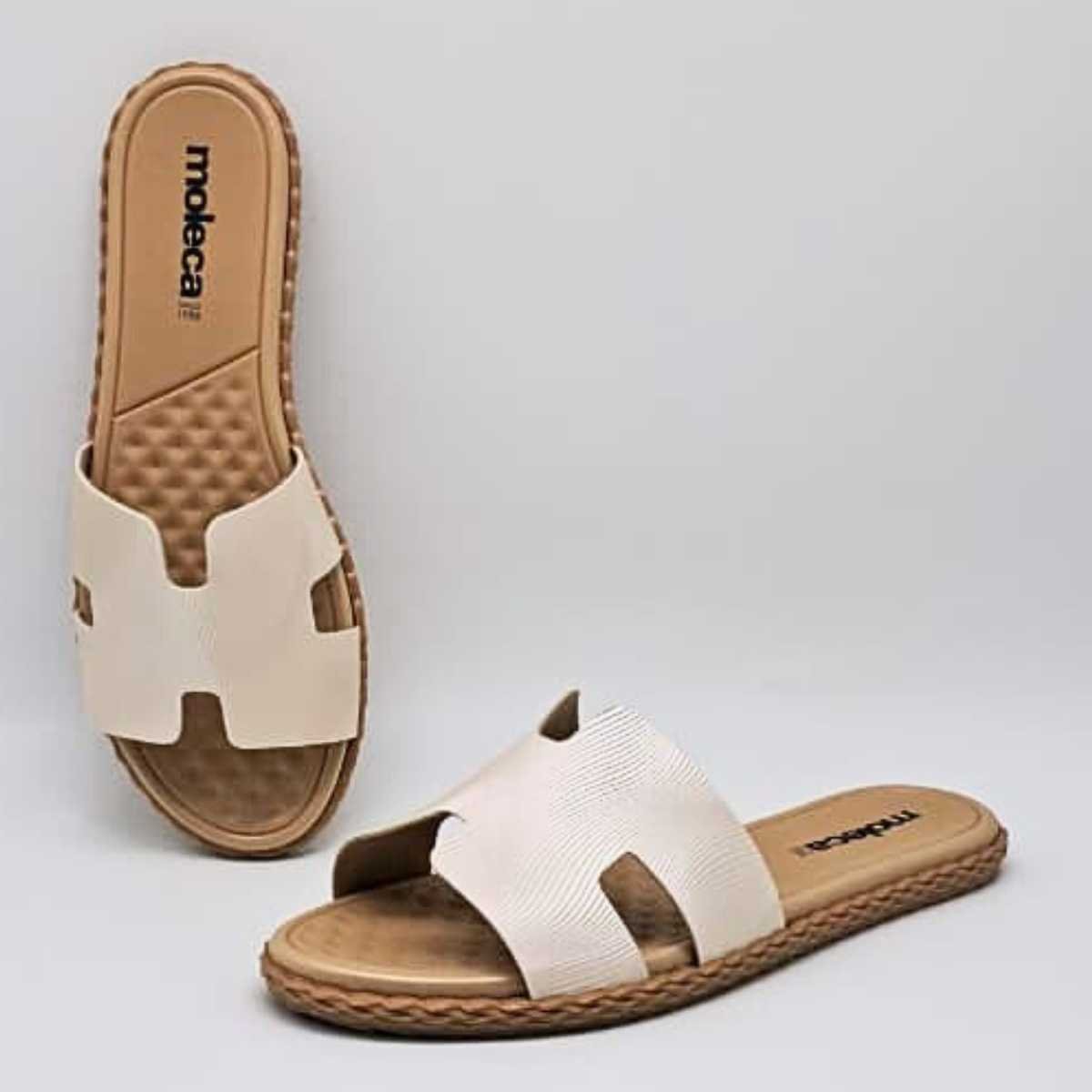 Sandália Feminina Moleca Rasteirinha Leve Casual 5452.253 Branco 3